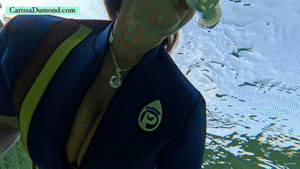 xsiteability.com - Vintage wetsuit at the edge of clear spring water and dark river water! thumbnail